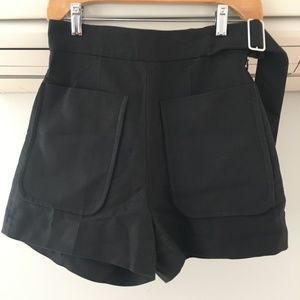Sandro Paris high waisted side zip belted shorts sz 36